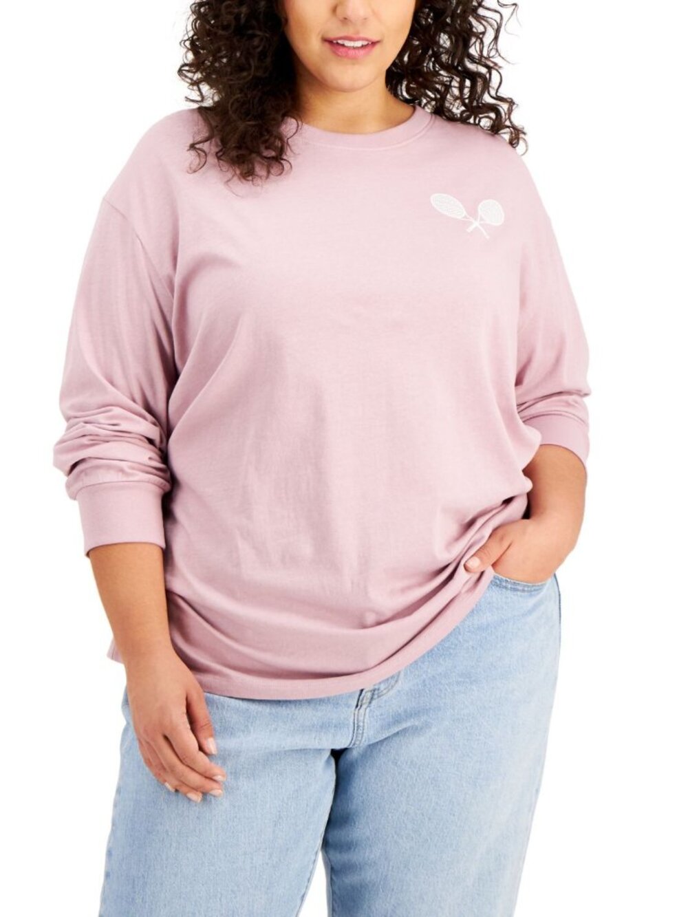 Rebellious One Womens Trendy Plus Size Manhattan Tennis Graphic Top